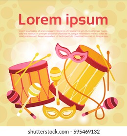 Brazil Carnival Colorful Rio Holiday Party Celebration Flat Vector Illustration