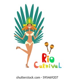 Brazil Carnival Colorful Rio Holiday Party Celebration Flat Vector Illustration