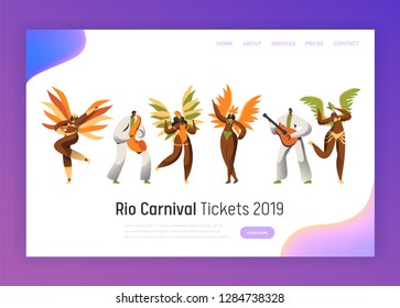 Brazil Carnival Dancer Character Set. Woman Dance in Exotic Feather Costume at Rio de Janeiro Tropical Happy Holiday. Latino People Parade Website or Web Page Flat Cartoon Vector Illustration