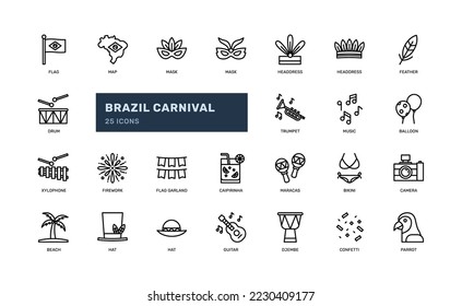 brazil carnival festive party holiday masquerade samba detailed outline icon. simple vector illustration