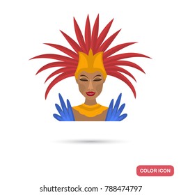 Brazil carnival girl color flat icon for web adn mobile design