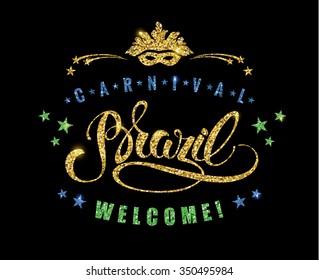 Brazil Carnival glittering lettering design. Vector illustration
