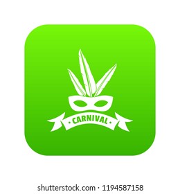 Brazil carnival icon green vector isolated on white background