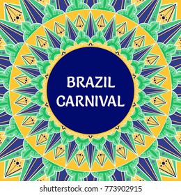 Brazil Carnival illustration vector. Floral colorful background. Festive tropical design for Rio de Janeiro banner, dance show poster, cards or music festival flyer.