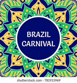 Brazil Carnival illustration vector. Tropical colorful background. Festive design for Rio de Janeiro banner, dance show poster, cards or music festival flyer.