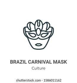 Brazil carnival mask outline vector icon. Thin line black brazil carnival mask icon, flat vector simple element illustration from editable culture concept isolated on white background