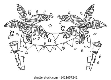 brazil carnival party cartoons in black and white