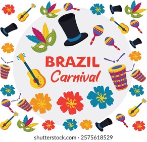 Brazil Carnival  party vector illustration. Good for banner, poster, greeting card, party card, invitation, template, advertising, campaign, and social media.