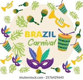 Brazil Carnival  party vector illustration. Good for banner, poster, greeting card, party card, invitation, template, advertising, campaign, and social media.