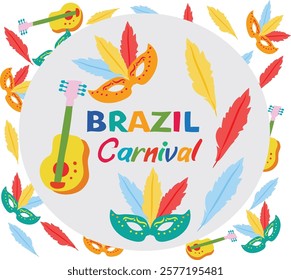 Brazil Carnival  party vector illustration. Good for banner, poster, greeting card, party card, invitation, template, advertising, campaign, and social media.