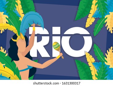 brazil carnival poster with beautiful garota vector illustration design