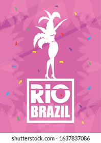 brazil carnival poster with beautiful garota dancing vector illustration design