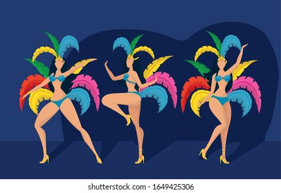 Karneval-Plakat mit brasilianischem Karneval mit schönem Garotas-Vektorillustration-Design