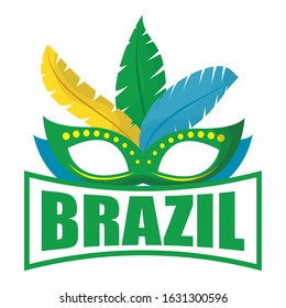 brazil carnival poster with lettering and mask vector illustration design