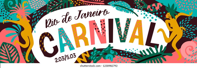 Brazil carnival. Vector illustration with trendy abstract elements. Banner design for carnival concept and other users