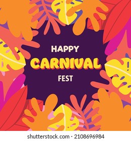 Brazil Carnival. Vector templates with abstract trendy elements. Vector hand-drawn carnival lettering. Party, poster, card, invitation. Happy carnival festive concept. Festival. Music