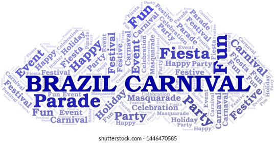 Brazil Carnival word cloud vector made with text only
