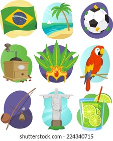 Brazil Cartoon Icon Set