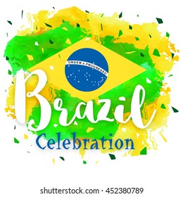 Brazil Celebration background with bunting and grunge