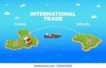 Brazil and China international trade relation. Vector illustration design