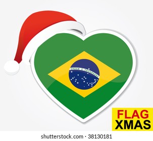 brazil christmas heart flag