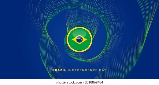 Brazil Circle flag vector illustration with simple blue background. Good template for Brazil Independence day or national day design.