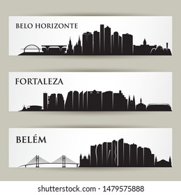 Cielos de Brasil - Fortaleza, Belo Horizonte, Belem - ilustración vectorial