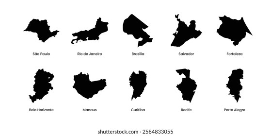 Brazil city map vector set