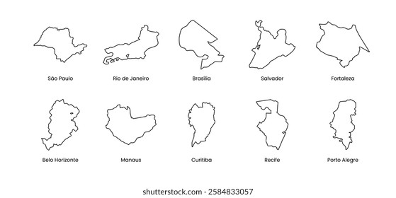 Brazil city map vector set