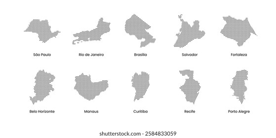 Brazil city map vector set