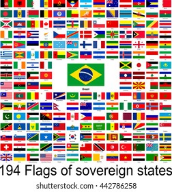 Brazil, collection of vector images of flags of the world