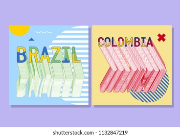 Brazil and Colombia templates.  Typography and countries.
