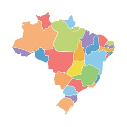 Brazil color tourist map vector illustration