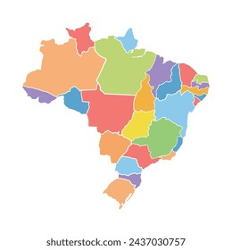 Brasil color mapa turístico ilustración vectorial