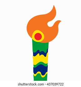 Brazil Colors Sports Flame Torch Vector