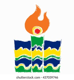 Brazil Colors Sports Flame Torch and Medal Podium Vector