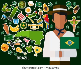 Brazil concept background .Flat icons