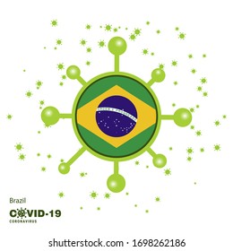 Brazil Coronavius Flag Awareness Background. Stay home, Stay Healthy. Take care of your own health. Pray for Country