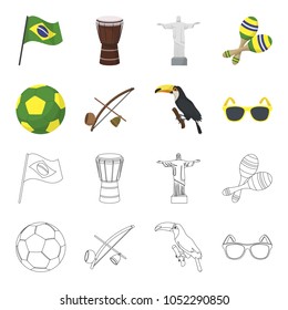 Brazil, country, ball, football . Brazil country set collection icons in cartoon,outline style vector symbol stock illustration web.