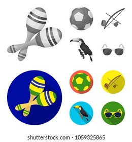Brazil, country, ball, football . Brazil country set collection icons in monochrome,flat style vector symbol stock illustration web.