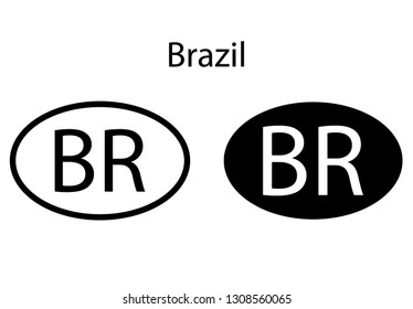 Brazil country code icon.  Iso code country domain name.   BR - Brazil abbreviated. vector