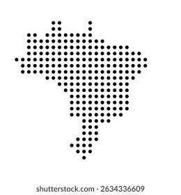 Brazil country dotted map. Black spot pixel illustration isolated on white background. Vector circle mosaic.