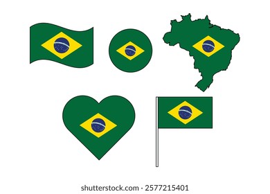 Brazil country flag icon set modern vector