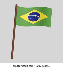 Brazil country flag. Flag on the flagpole. vector illustration