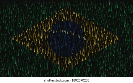 Brazil country flag texture in fabric grid background