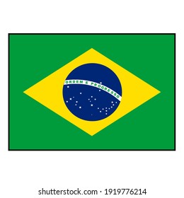 Rectángulo vectorial de bandera de Brasil con colores y proporciones auténticos para los conceptos de Sudamérica o Amazonía. 