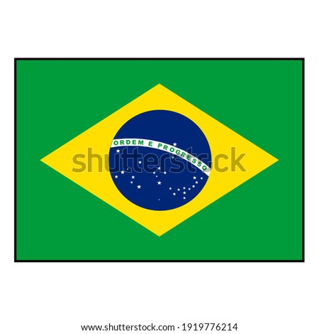 Brazil country flag vector rectangle with authentic colors and proportions for South America or Amazon concepts. 