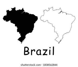 Brazil Country Map Black Silhouette Outline Stock Vector (Royalty Free ...