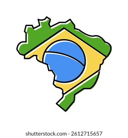 brazil country map flag color icon vector. brazil country map flag sign. isolated symbol illustration