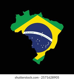 Brazil country map with brazil flag elements